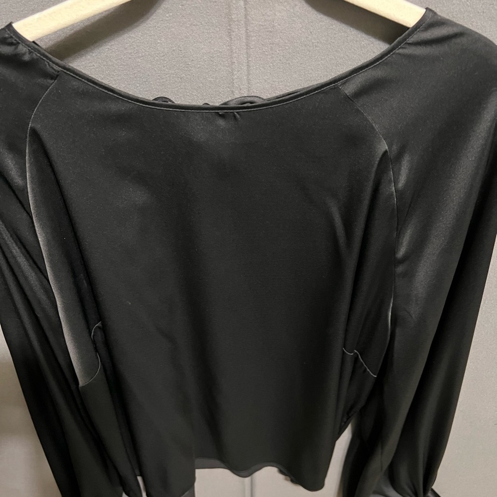 Eloquii Black Satin Blouse